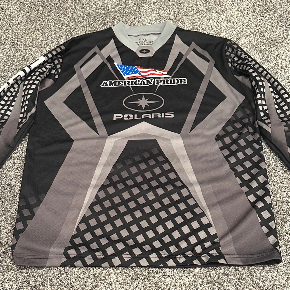 Polaris American Pride Kids Black and Gray Motocross Jersey